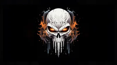 Skull With Glowing Orange Eyes HD Wallpaper