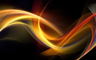 Golden Light Ribbons on Black HD Wallpaper