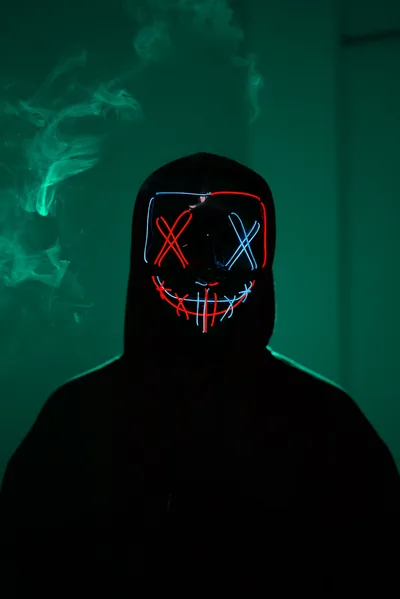 Anonymous Neon Mask Wallpaper Free Stock Photo