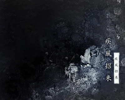 Kanji Calligraphy on Dark Floral Silk HD Wallpaper