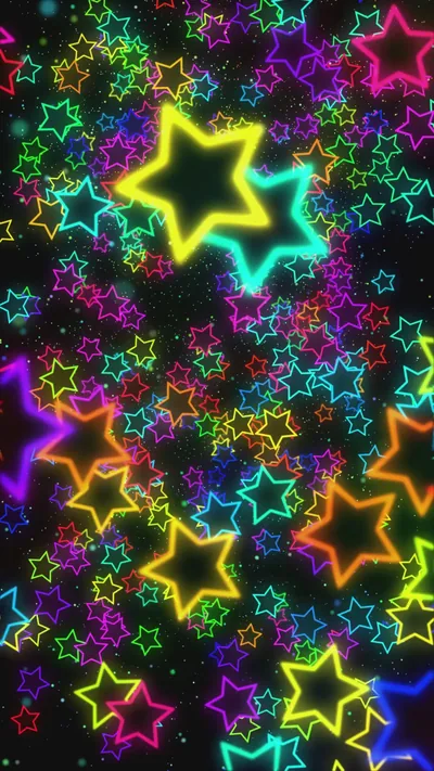 Multicolored Star Outlines on Black HD Phone Wallpaper