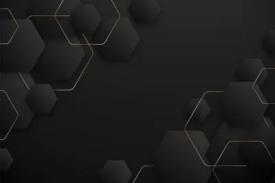 Black Hexagons with Gold Outlines HD Wallpaper