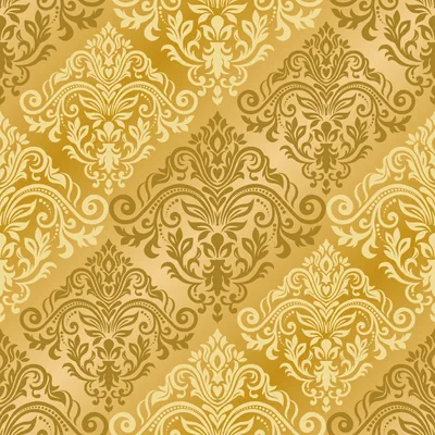 Damask Ornament Pattern in Gold HD Wallpaper