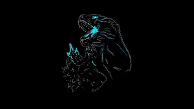Godzilla Outline with Blue Spines HD Wallpaper