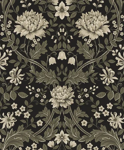 NextWall Honeysuckle Trail Peel and Stick Wallpaper 20 9 in W x 18 ft L Ebony &