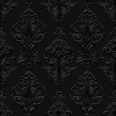 Black Damask Pattern With Embossed Relief HD Wallpaper