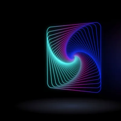 Neon Spiral Square in Teal and Pink HD Wallpaper