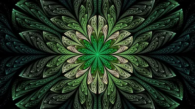 Green Fractal Flower Symmetry HD Wallpaper