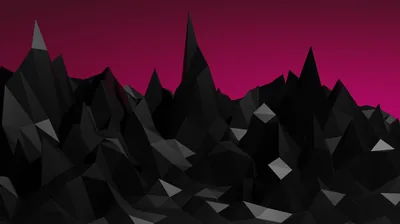 Low Poly Black Mountains Under Pink HD Wallpaper