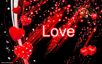 Red Hearts and Light Streaks with Love HD Wallpaper