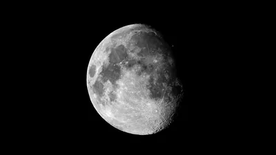 Cratered Moon Close-Up on Black HD Wallpaper