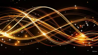 Gold Light Waves with Stars HD Wallpaper
