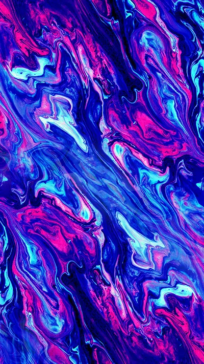 Marbled Pink and Blue Paint Swirls HD Phone Wallpaper