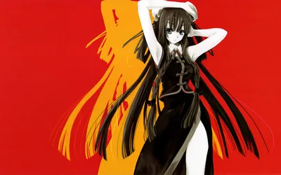 Long Haired Girl in a Black Dress on Red HD Wallpaper