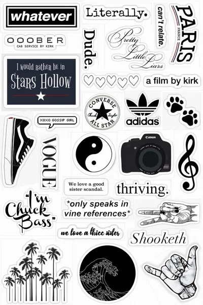 Aesthetic Printable Black And White Stickers
