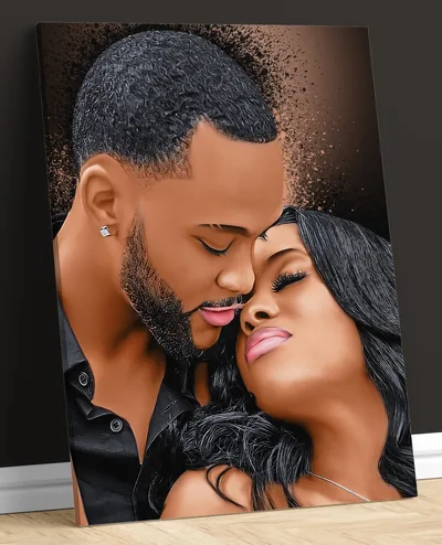 Canvas Print of a Couple Embracing HD Phone Wallpaper