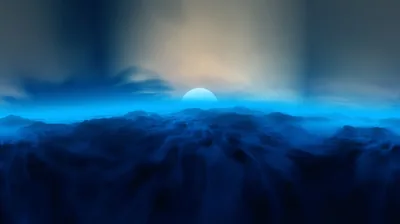 Glowing Orb Over Blue Mist HD Wallpaper