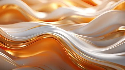 White and Gold Glossy Waves HD Wallpaper