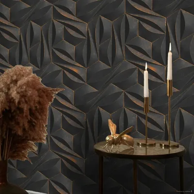 Copper-Edged Geometric Wall Panels HD Wallpaper