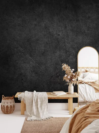 Black Concrete Texture Wallpaper Peel and Stick Dark Wall Mural