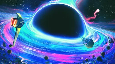 Black Hole with Neon Spiral HD Wallpaper
