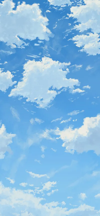Anime Blue Sky with Clouds HD Phone Wallpaper