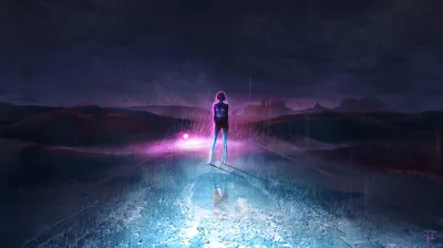 Glowing Figure on a Frozen Lake HD Wallpaper