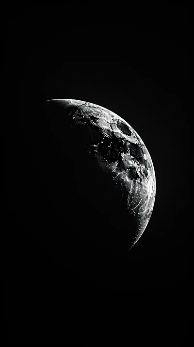 Crescent Moon Lit from One Side HD Phone Wallpaper