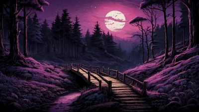 Resolution Purple Night Sky HD Moon UHD 4K