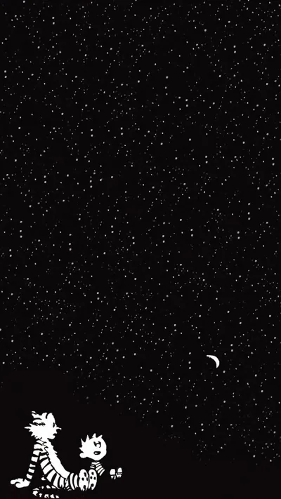 calvin and hobbes starry » homescreen for iPhone 6 from « Cartoon World HD » iOS theme