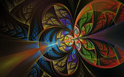 Stained Glass Fractal Spirals HD Wallpaper