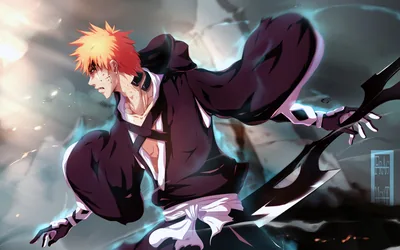 Ichigo Swinging His Black Blade HD Wallpaper