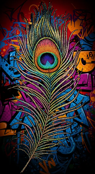 Peacock Feather Vibes Vibrant Phone Wallpaper