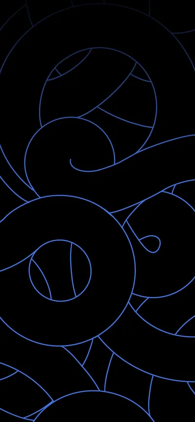Abstract intertwining curves in glowing blue on black modern design