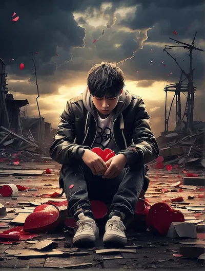 Broken boy black wallpaper HD Wallpaper