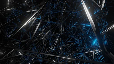 Tangled Metal Rods with Blue Glints HD Wallpaper