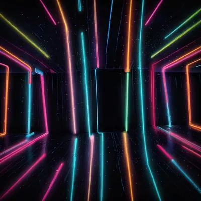 Neon Tube Room with Reflections HD Wallpaper