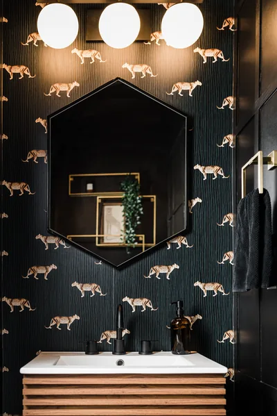 Black Wallpaper For Bathroom Walls