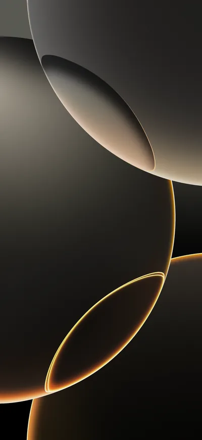 Gold Rimmed Spheres on Black HD Phone Wallpaper