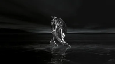 Figure Standing in Shallow Water at Night HD Wallpaper