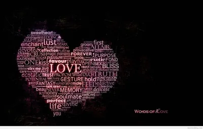 Word Cloud Heart of Love Words HD Wallpaper