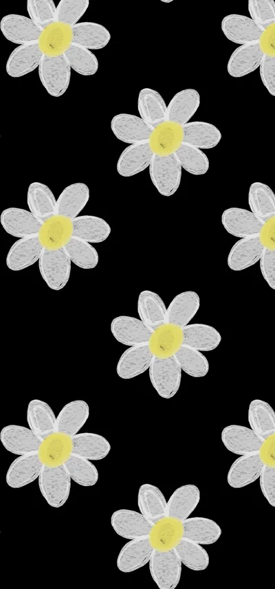 Daisies Phone Wallpaper Black Android Art Beroldi s Ko fi Shop