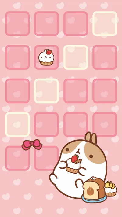 Round Bunny Home Screen Grid HD Phone Wallpaper