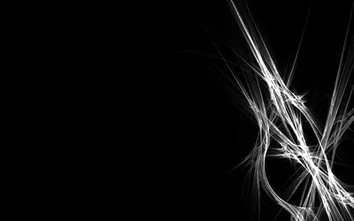Wispy White Fractal Strands on Black HD Wallpaper