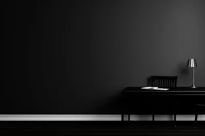 Dark Room with a Desk Lamp HD Wallpaper