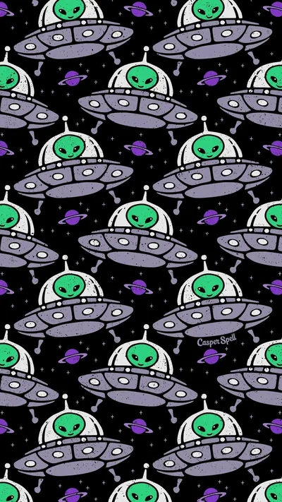 Kawaii Alien Pastel Wallpaper