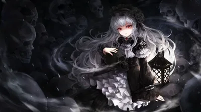 Gothic Anime Girl with a Lantern HD Wallpaper