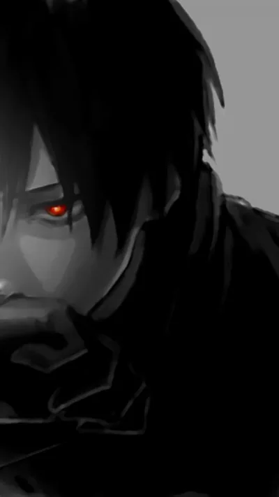Dark-Haired Boy with a Crimson Eye HD Phone Wallpaper