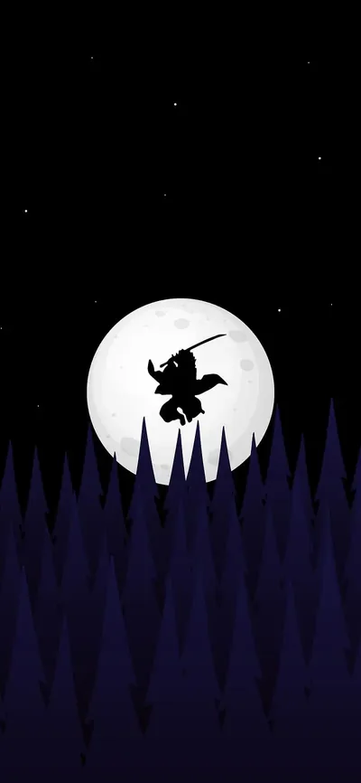 Full Moon Over Purple Pines HD Phone Wallpaper