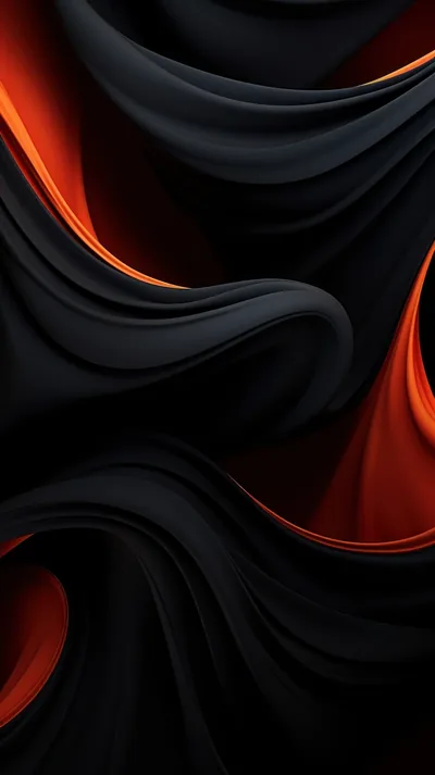 Black and Orange Flowing Waves HD Phone Wallpaper